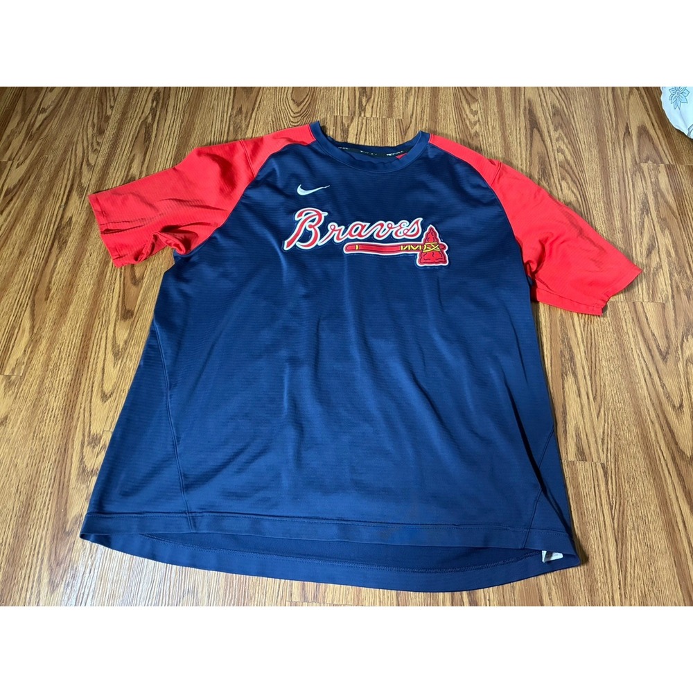 #M110 Men Nike Dri-fit XXL  Atlanta Braves JERSEY SHIRT BATTING MLB **has Hole